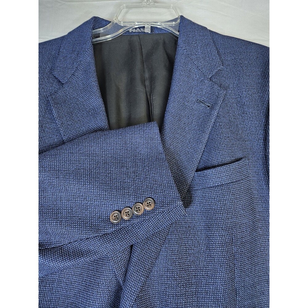 Burberry London Blazer Men's Sz 42R Blue Wool Silk Jacket Microcheck Sport Coat
